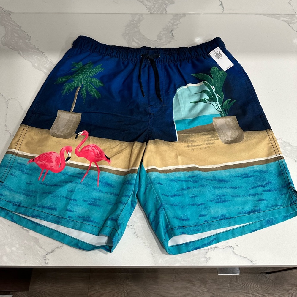 Tropical Beach Scene Men's Swim Shorts